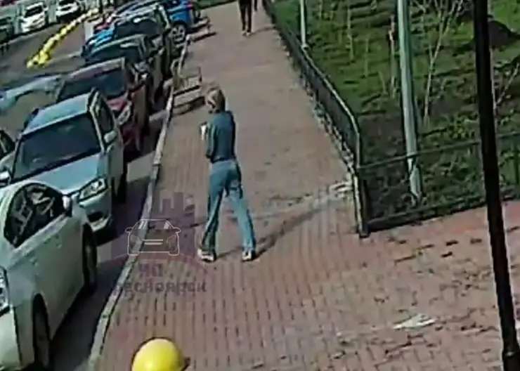 В Красноярске девушка бутылкой разбила лобовое стекло припаркованной машины