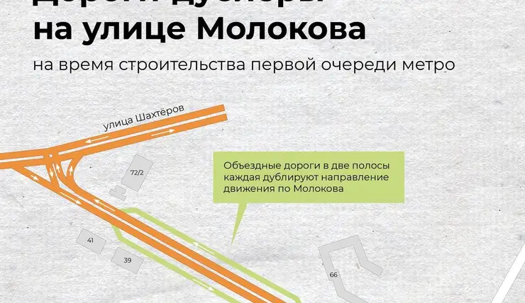 В Красноярске для объезда стройплощадки метро построят дороги-дублёры улицы Молокова
