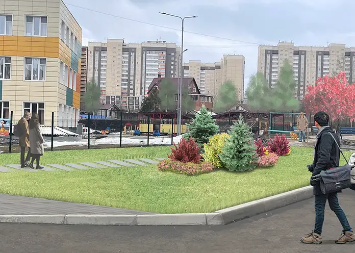 Во дворах Центрального района Красноярска могут появиться 40-метровая зелёная стена и разноцветные кустарники