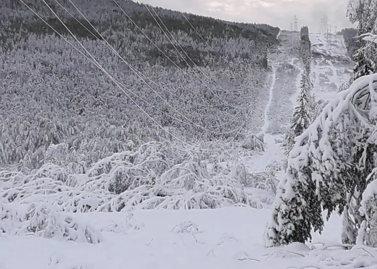 В Красноярском крае энергетики трудятся по колено в снегу