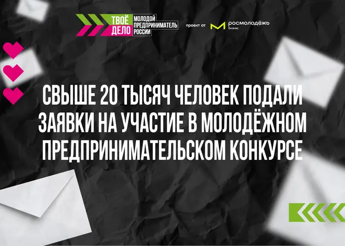 Свыше 20 тысяч человек подали заявки на участие в молодёжном предпринимательском конкурсе