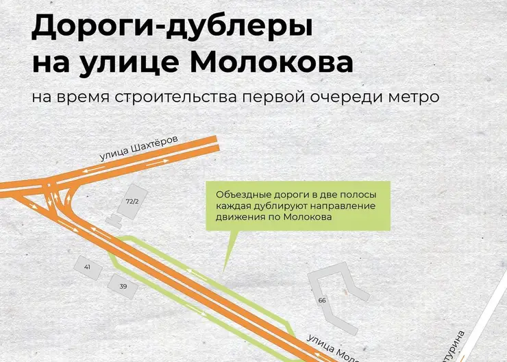 В Красноярске для объезда стройплощадки метро построят дороги-дублёры улицы Молокова