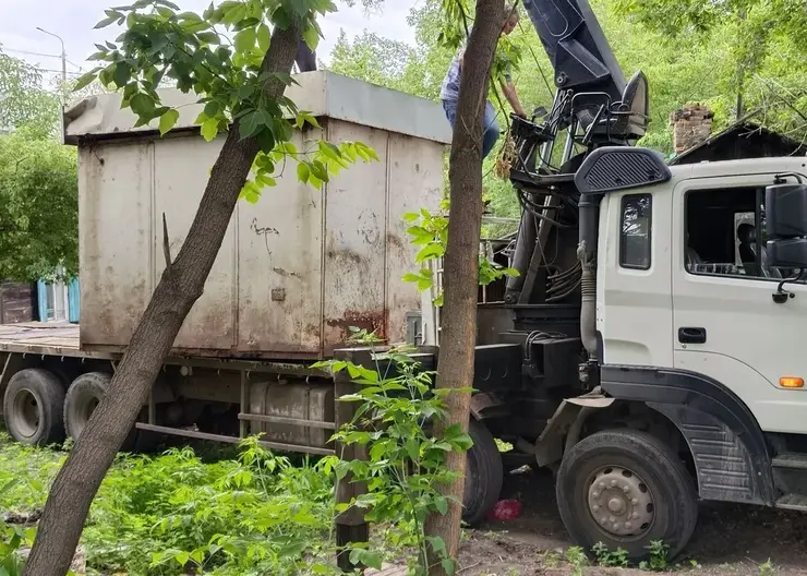 В Центральном районе Красноярска убрали незаконные шлагбаумы