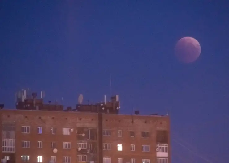 Жители Красноярского края делятся снимками лунного затмения в соцсетях