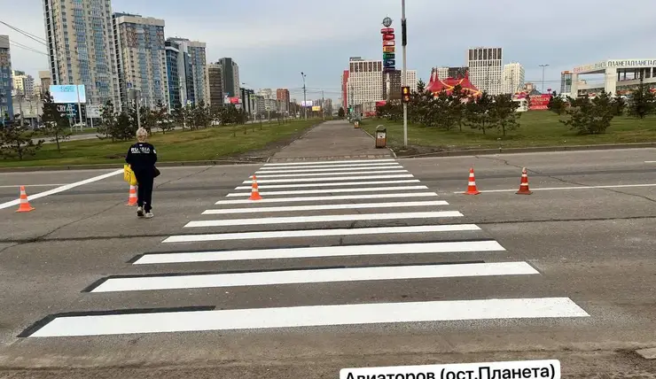 В Красноярске ускорили работы по нанесению дорожной разметки