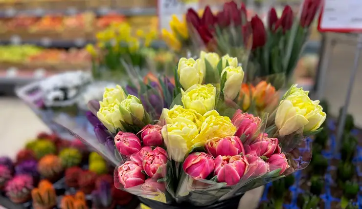 В супермаркетах Красноярска начали продавать цветы к 8 Марта