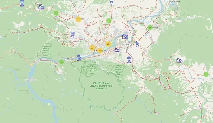 В Красноярском крае обновили карту расположения 158 камер фиксации нарушений ПДД