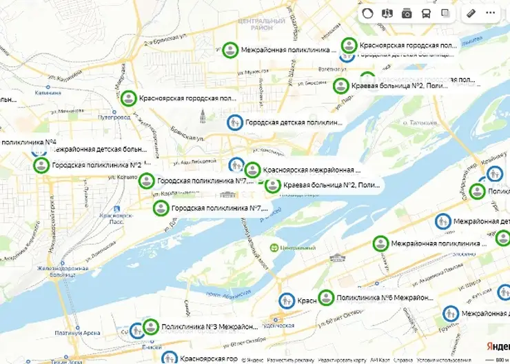 В Красноярске появилась карта детских и взрослых инфекционных поликлиник