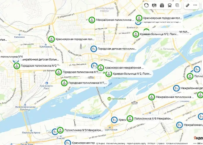В Красноярске появилась карта детских и взрослых инфекционных поликлиник