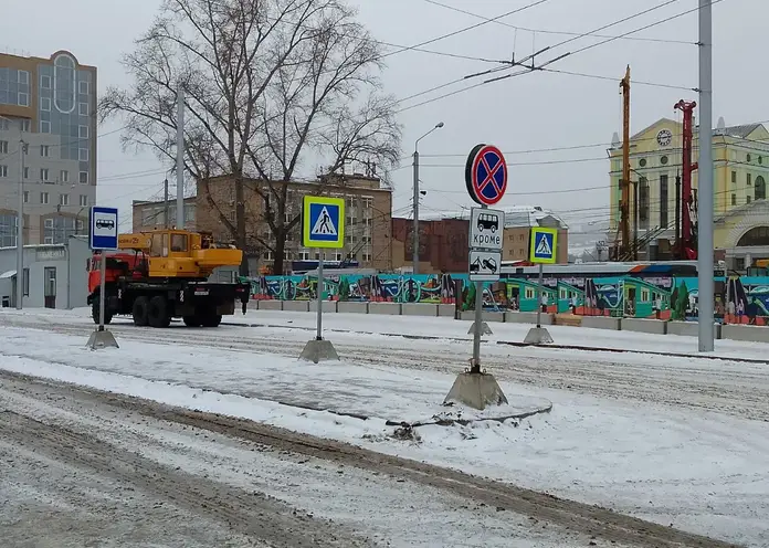 В Красноярске на время строительства метро c ж/д вокзала переносят автобусную остановку