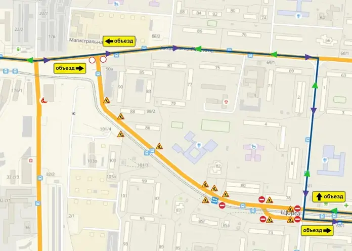 В Красноярске улицу Щорса полностью перекроют на две недели с 29 июня