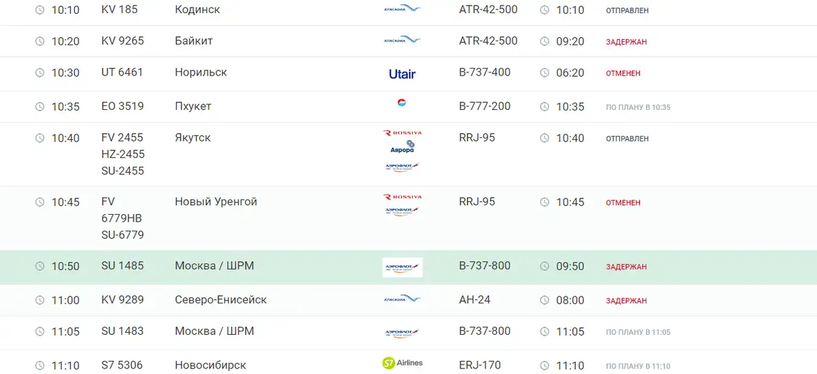 Табло красноярск аэропорт емельяново вылета сегодня