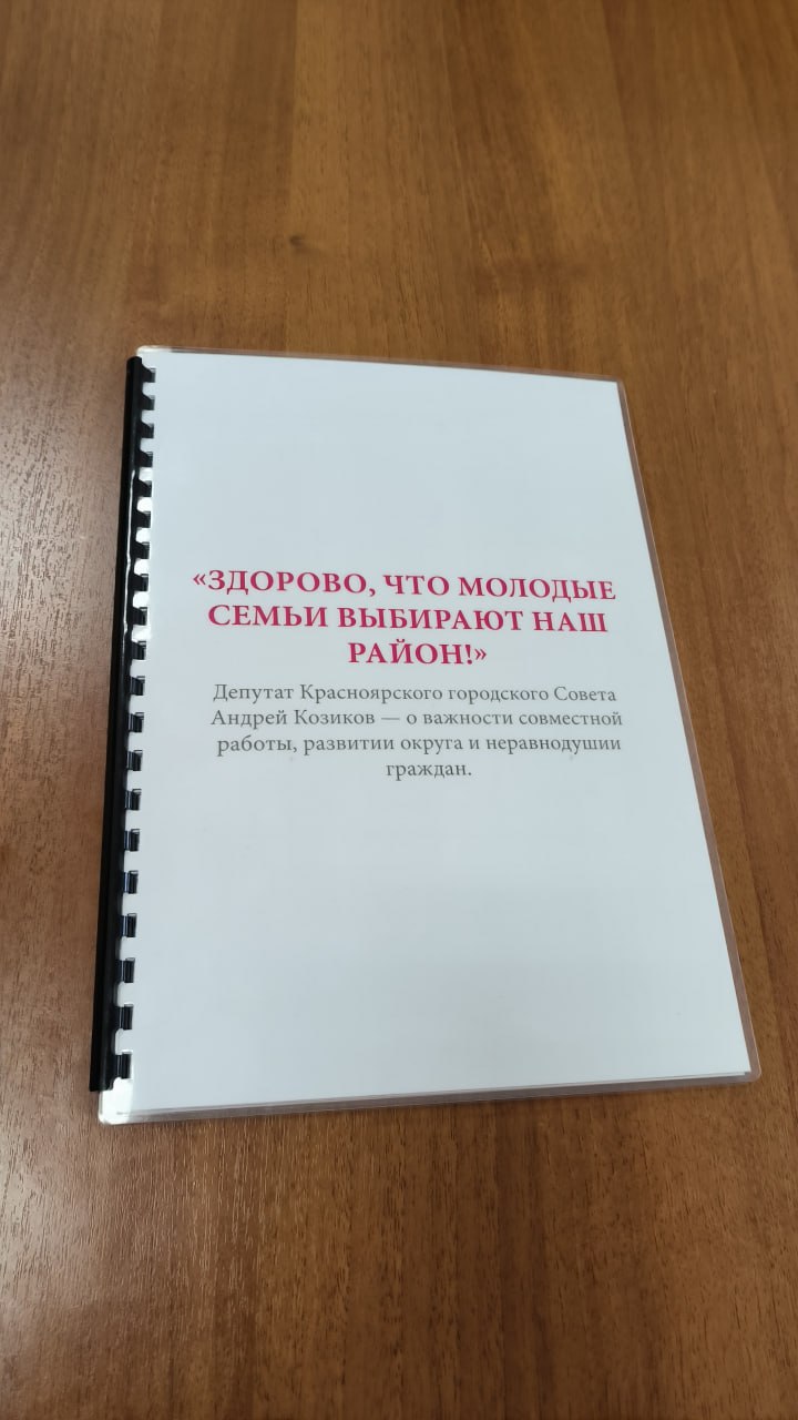 Отчёт депутата Андрея Козикова для слабовидящих по шрифту Брайля.