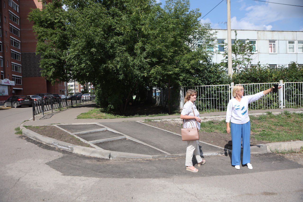 Елена Вебер объясняет журналисту суть проекта на улице Урванцева.