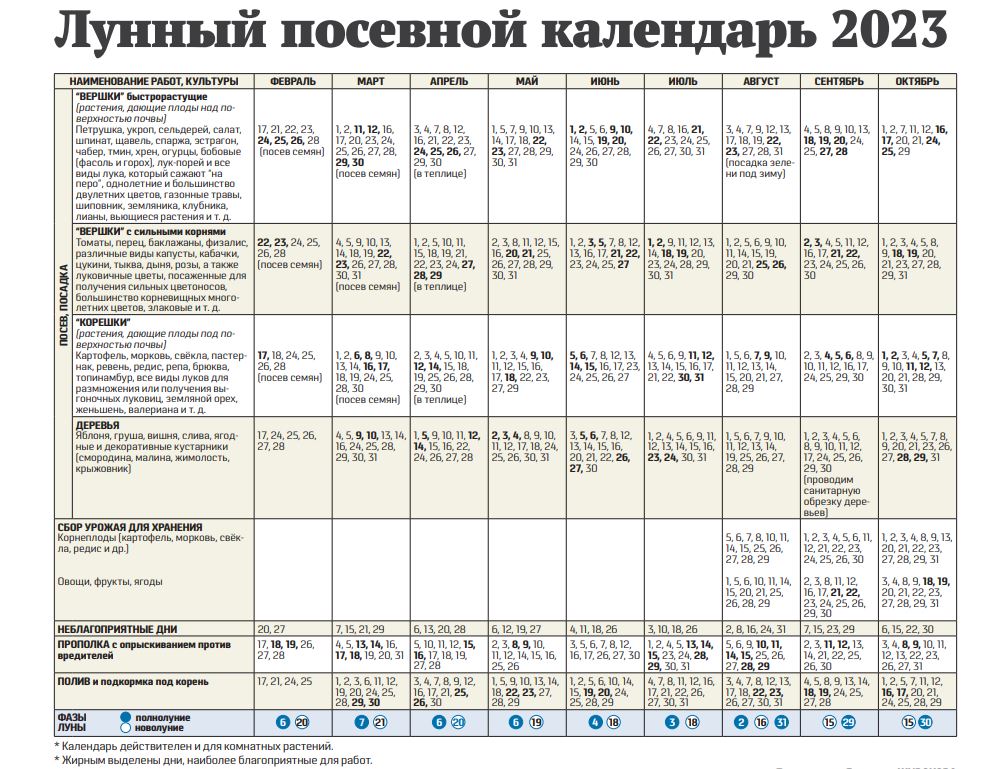 Опубликован лунный посевной календарь на 2023 год - Gornovosti.Ru