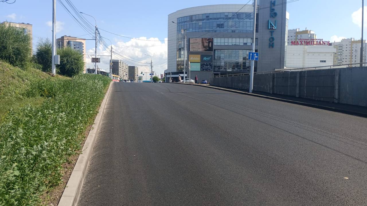 В Красноярске завершили ремонт участка дороги у ТРЦ «Июнь»