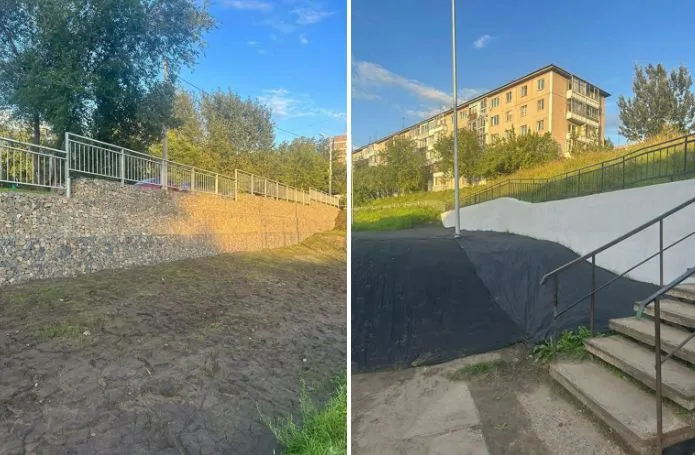 В Красноярске отремонтировали две подпорные стены на Борисевича