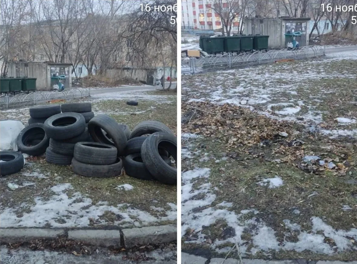 Более 2,5 тысячи кубометров шин вывезли с территории Октябрьского района