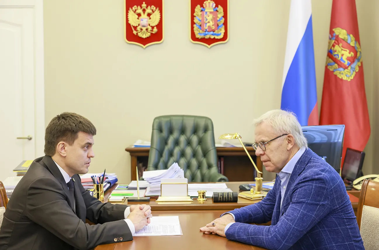 Михаил Котюков обсудил развитие Красноярского края с депутатом Госдумы Вячеславом Фетисовым