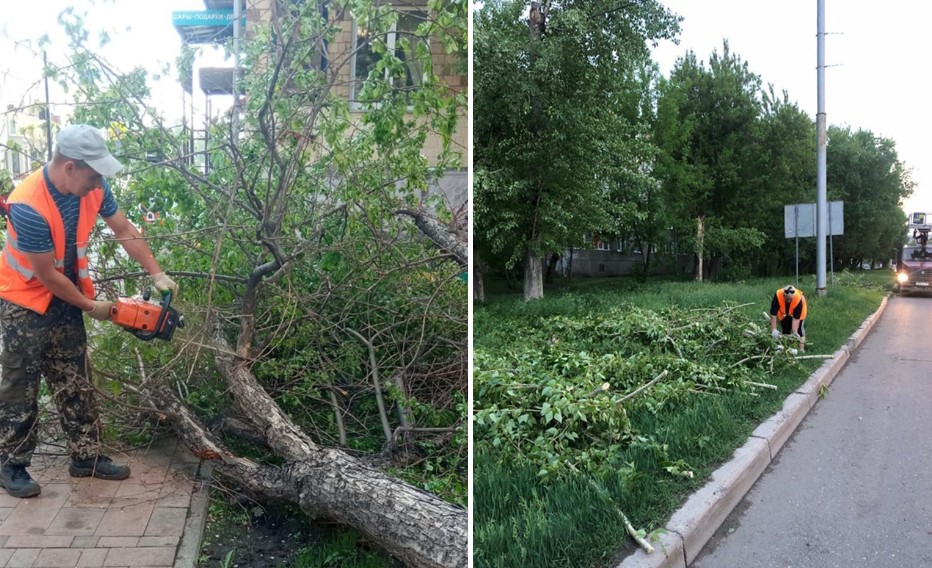 Последствия сильного ветра и дождя устраняют в Красноярске