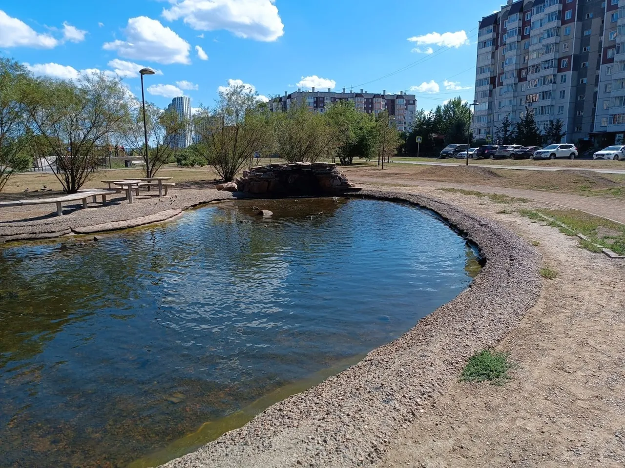 В Красноярске заполнили пруд в парке имени 400-летия города