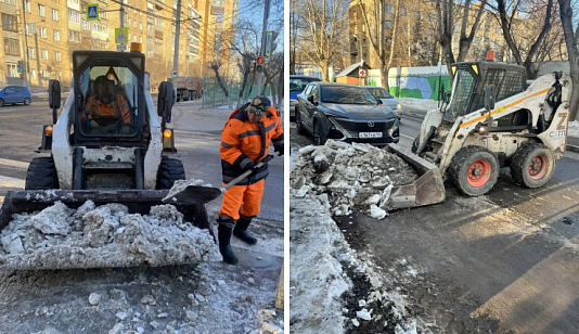 Гололед с улиц Красноярска после потепления убирают 180 рабочих