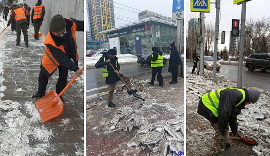 В Красноярске на борьбу с гололедом вышли 200 рабочих и 80 единиц техники 